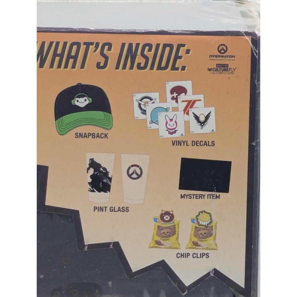 CultureFly Overwatch Collectors Box: Vinyl Decals/Snapback Hat/Chip Clips/Glass